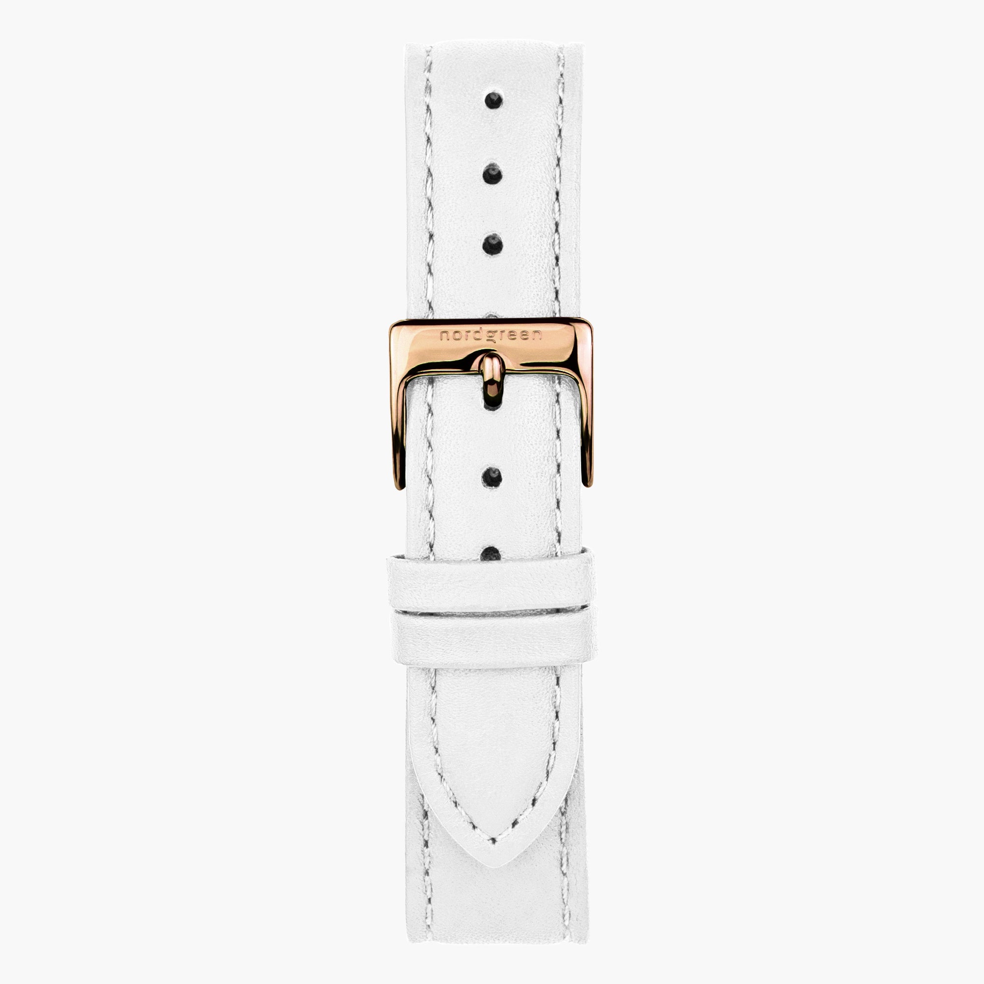 White Leather Strap - Rose Gold Buckle, Genuine Leather Watch Band