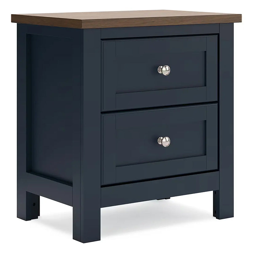 Landocken - Brown / Blue - Two Drawer Night Stand – Furniture