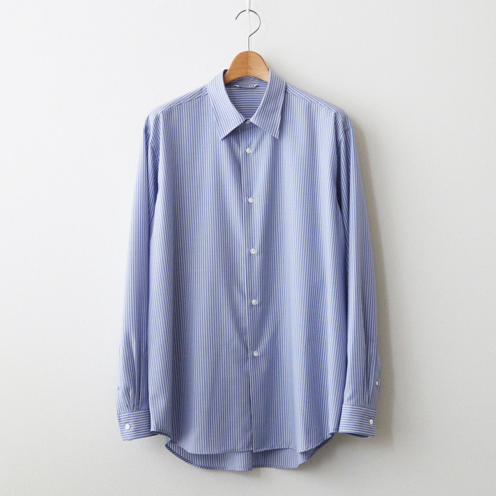 SUPER FINE WOOL STRIPE SHIRT #SAX BLUE STRIPE [A24SS01WW] – ciacura