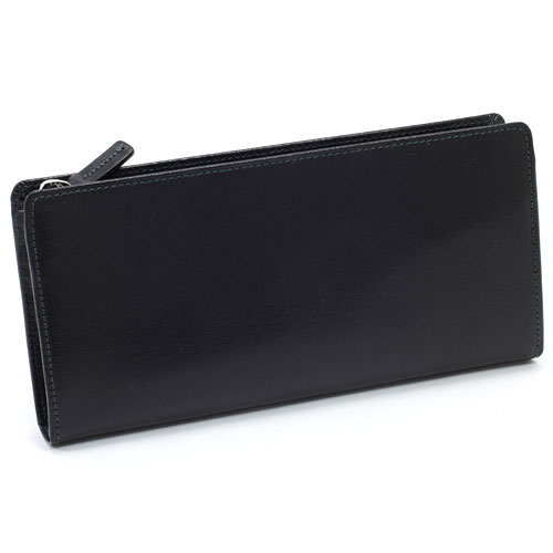 キタムラ］メンズ長財布 NH0809 ブラック／グリーンステッチ