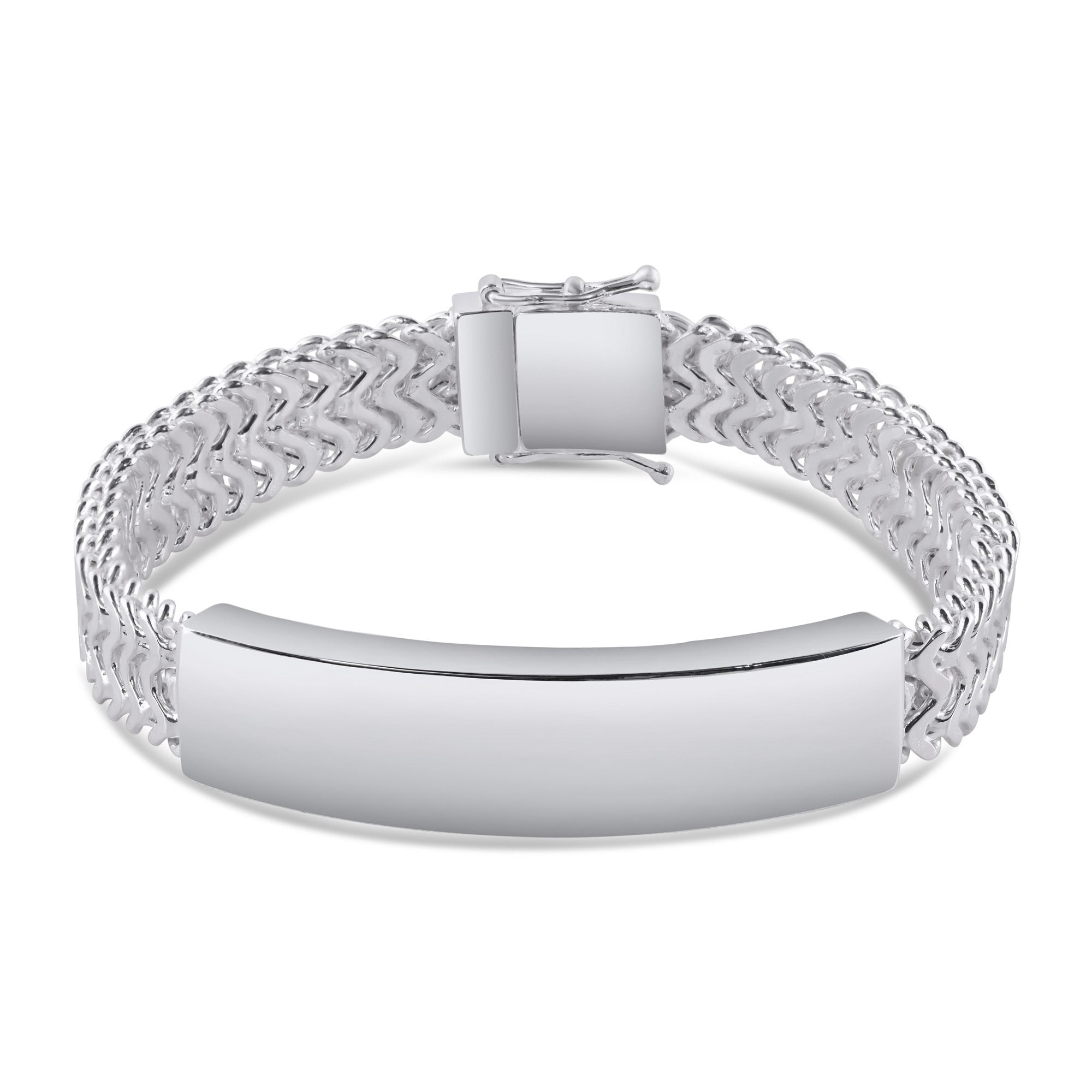 925 Sterling Silver Zig Zag Box Lock 10.2mm ID Bracelet - CHHB011