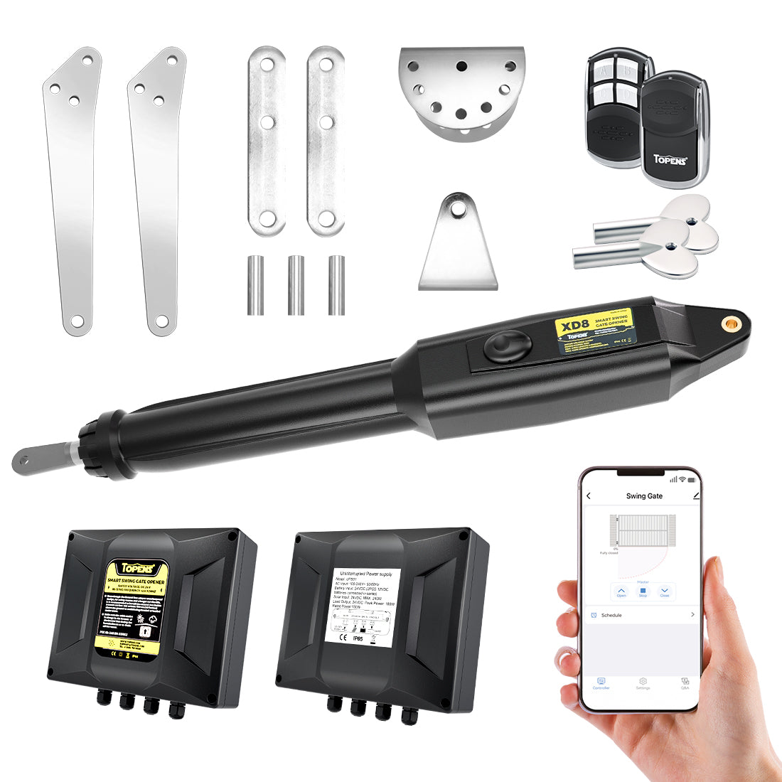 Smart Gate Opener for Heavy Duty Single Swing Gates with App | TOPENS