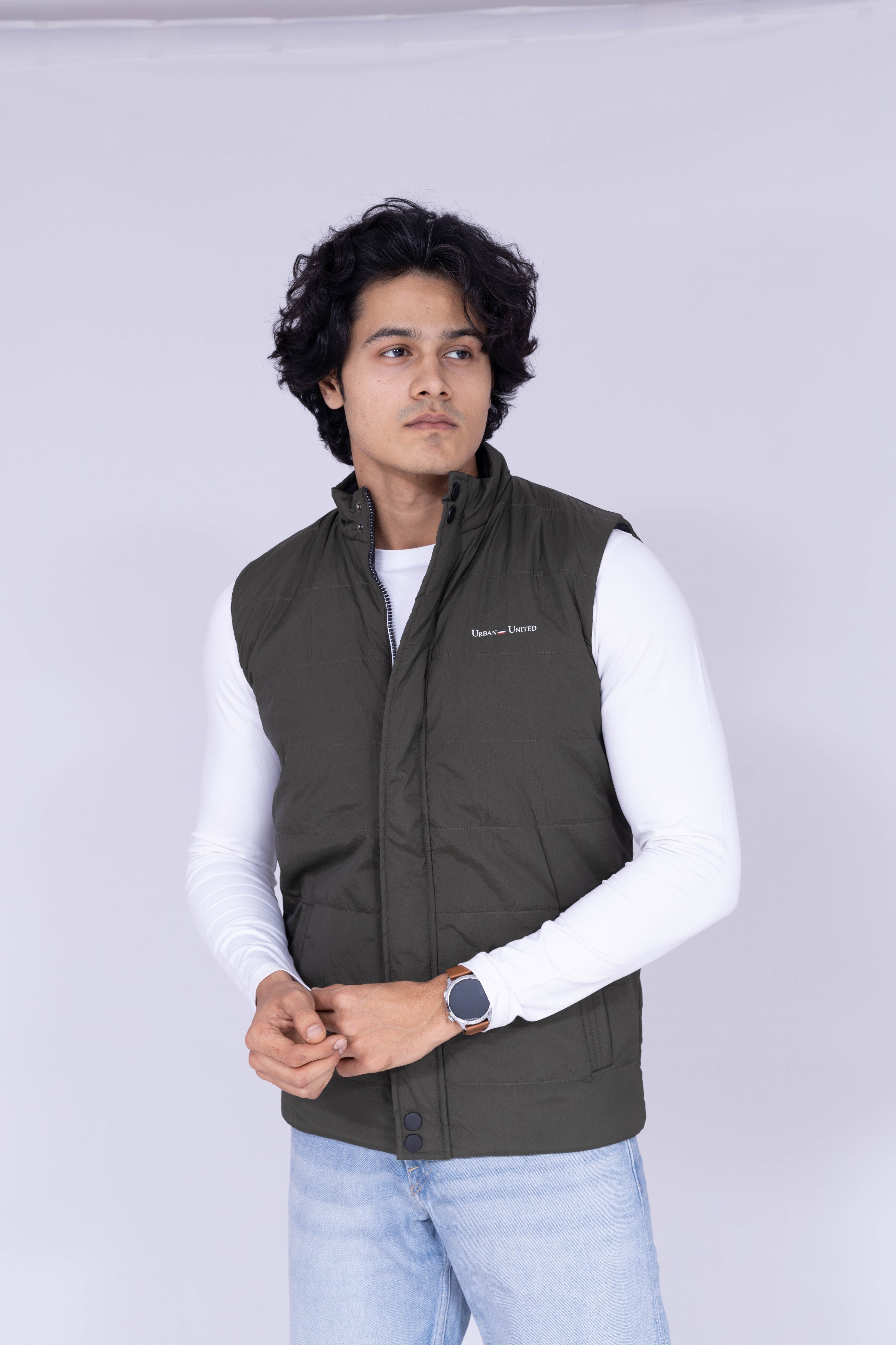 Olive & Black reversible sleeveless puffer jacket – Urban United