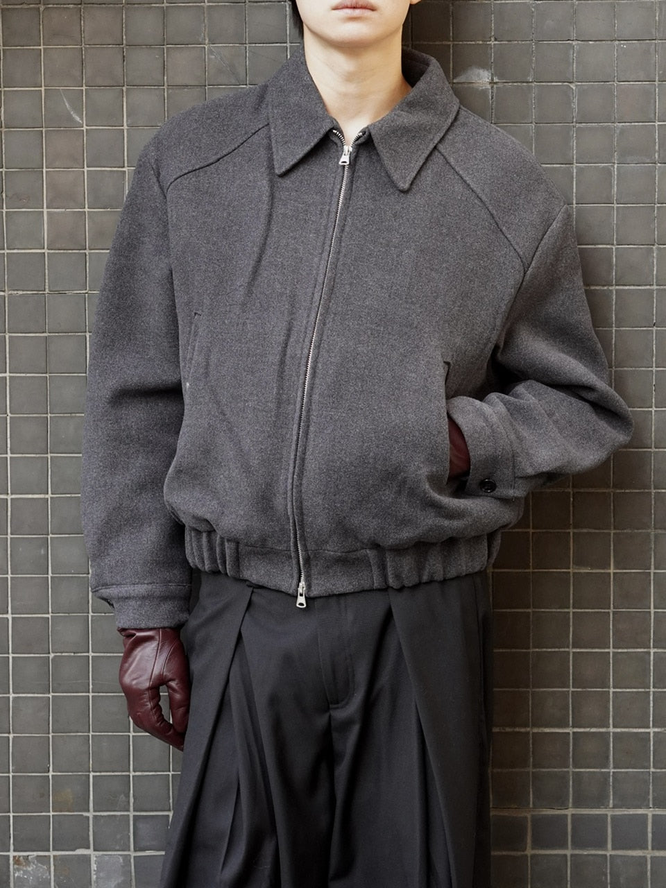 東京店WEB限定受注制【Chikashitsu +】cropped wool zip jacket