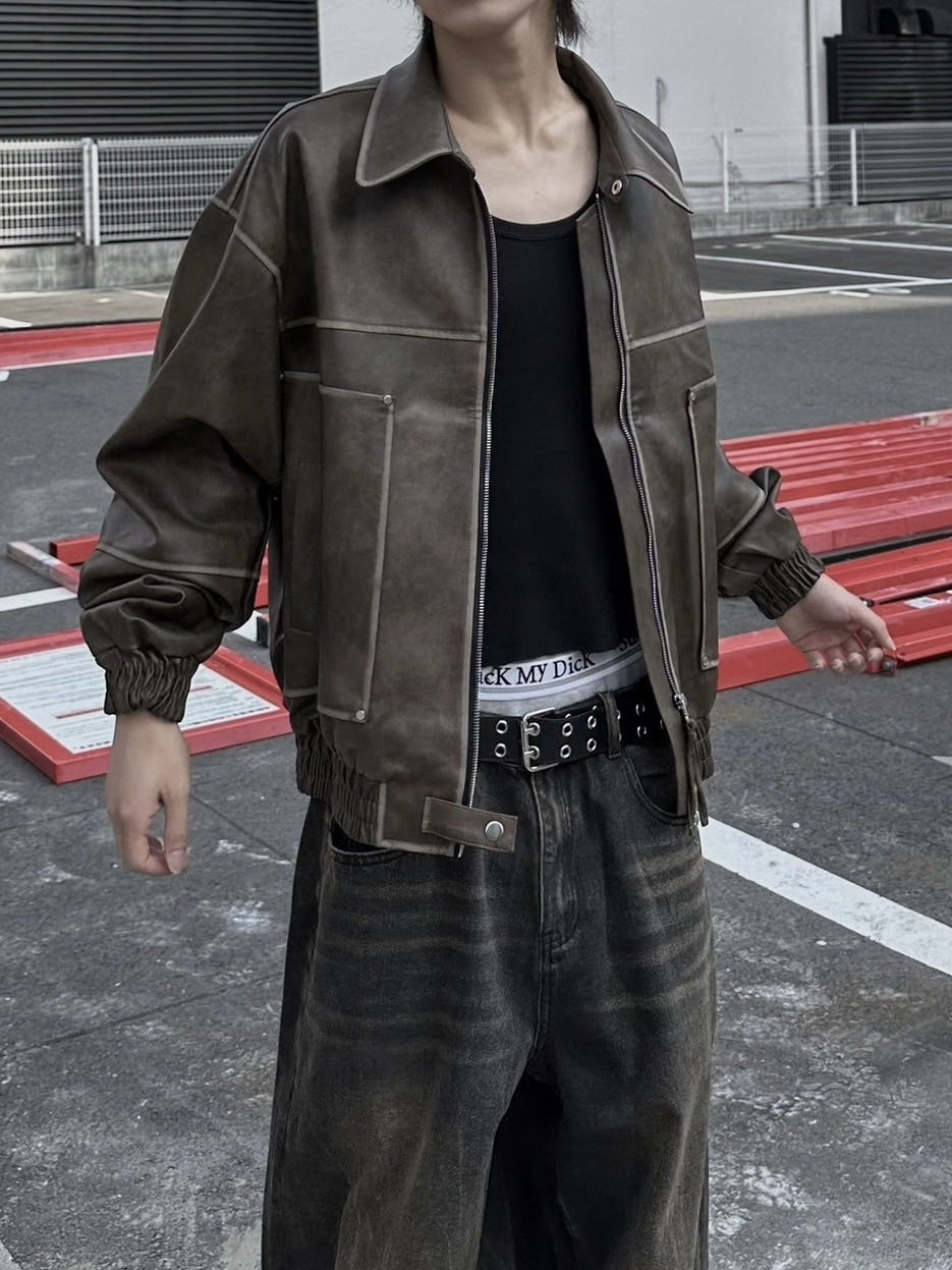 大阪店WEB限定受注制【Chikashitsu +】washing vegan leather jacket