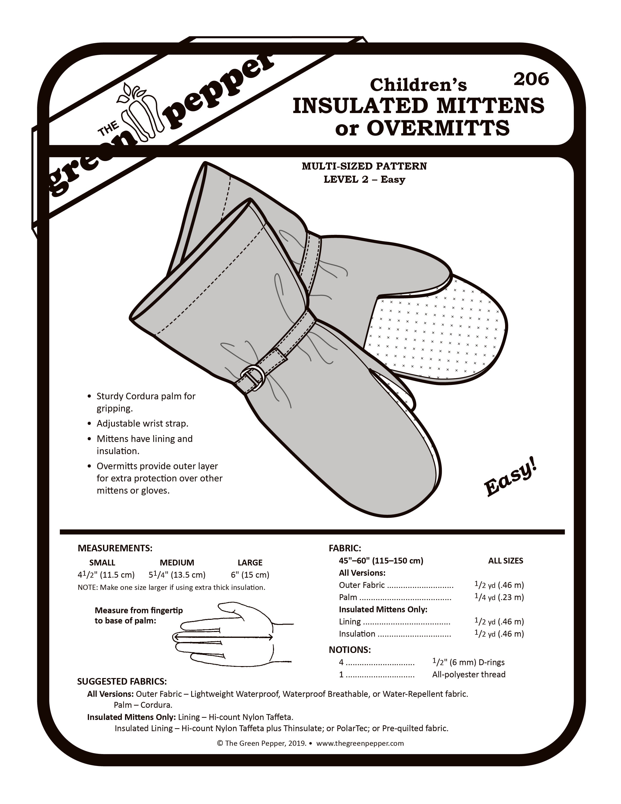 206 – Kid's Overmitts or Insulated Mittens – The Green Pepper