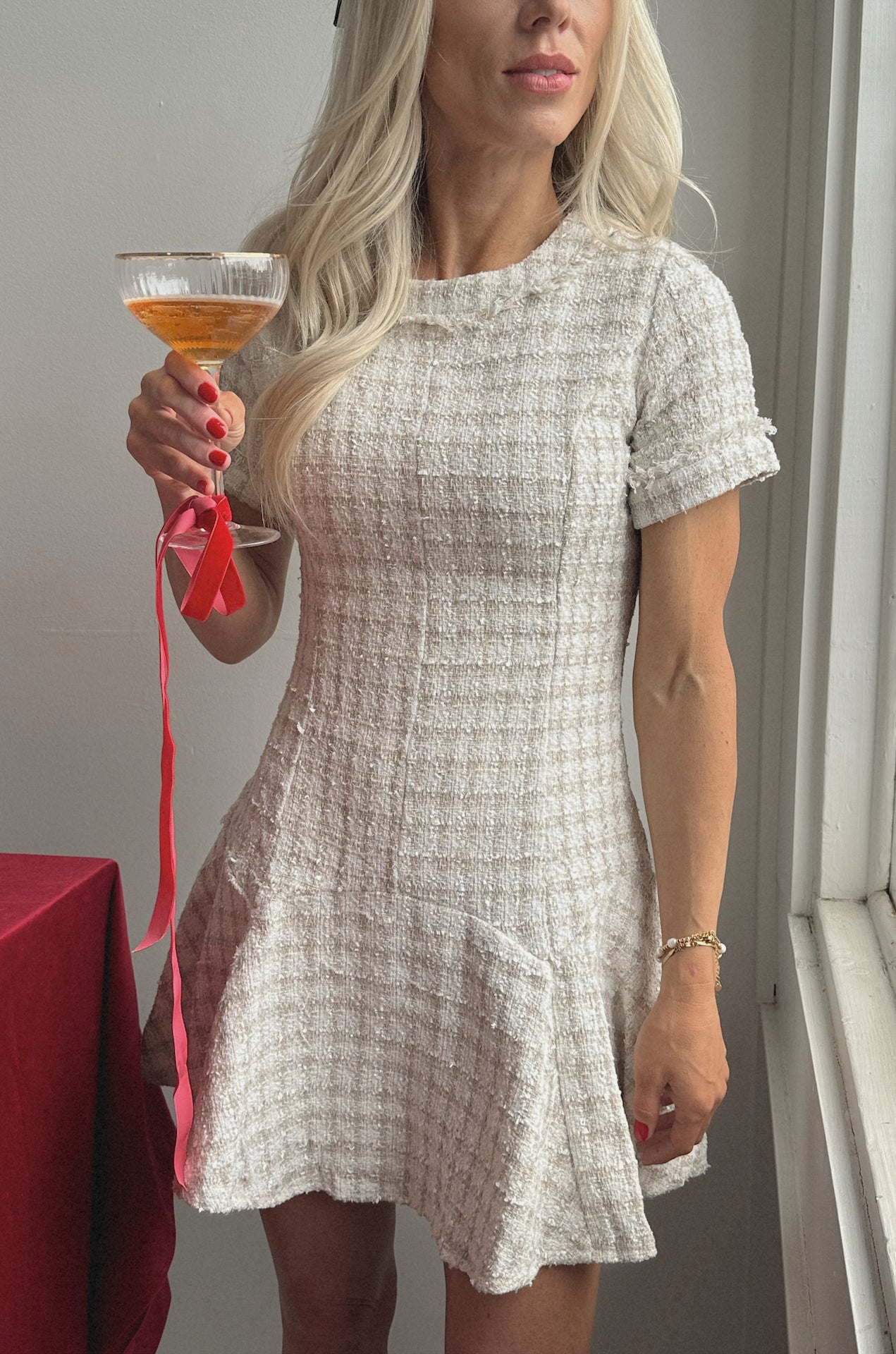 White Tweed Mini Dress