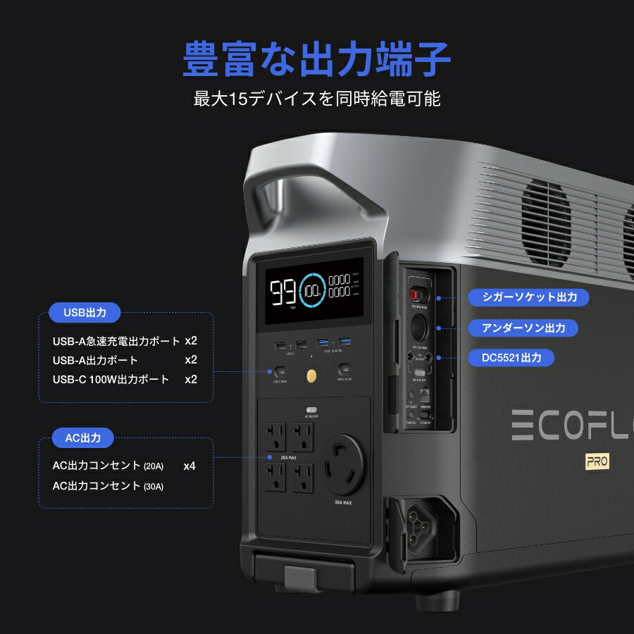 楽天市場】EcoFlow ポータブル電源 リン酸鉄 大容量 長寿命 DELTA Pro