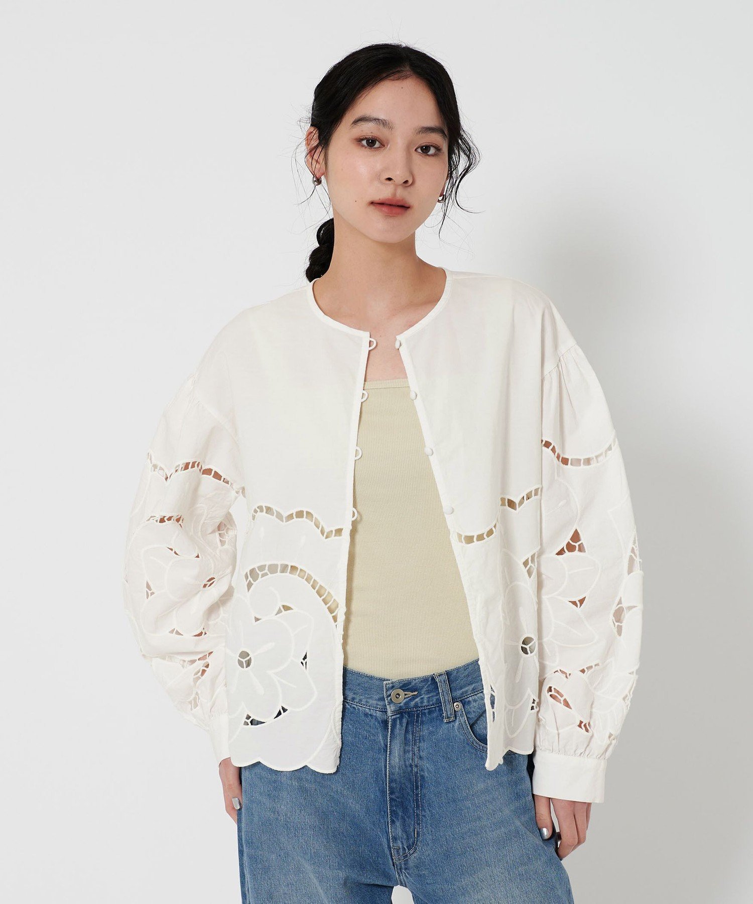UNITED ARROWS LTD. OUTLET｜コットン エンブロイダリー シャツ -2WAY
