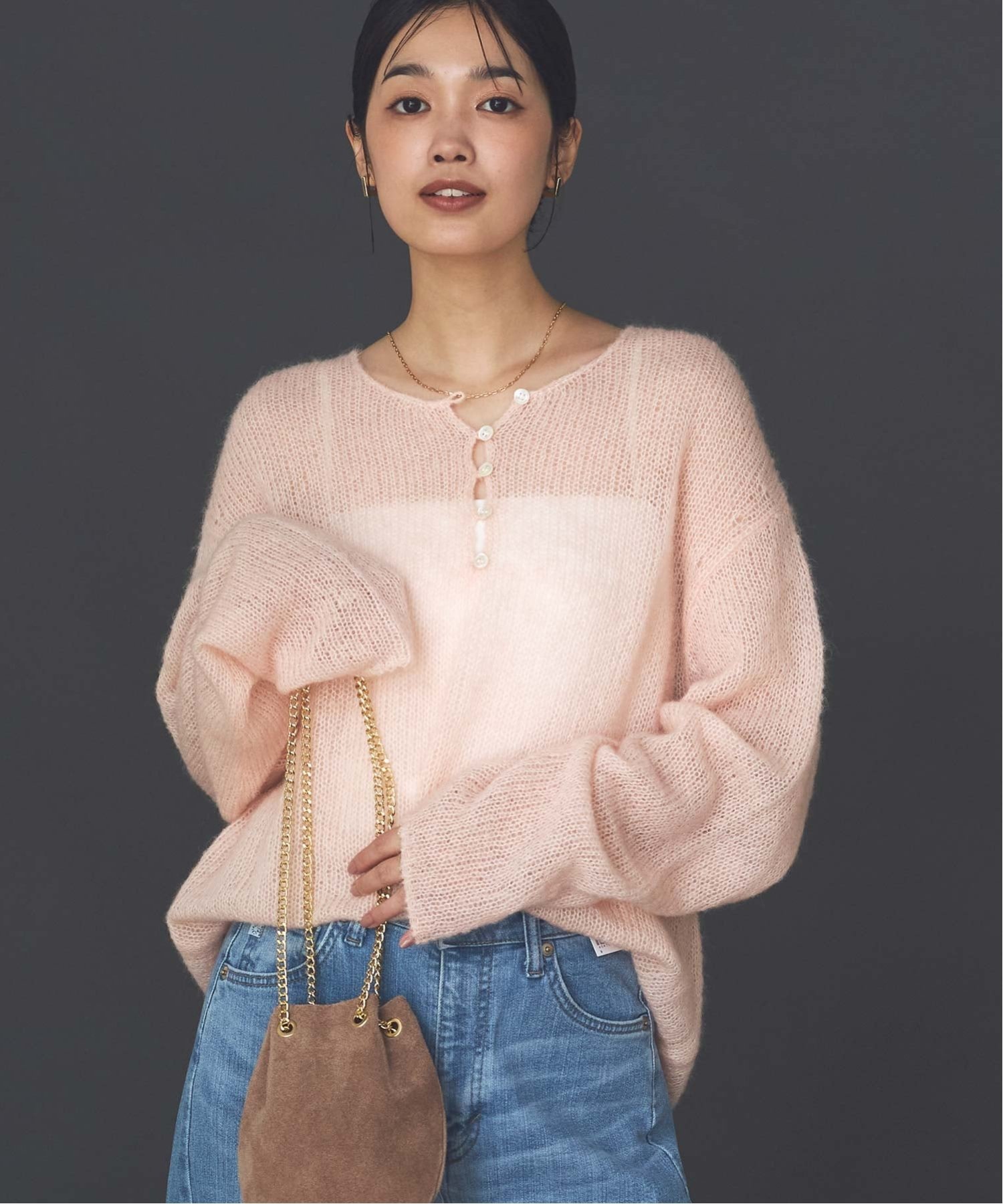 Gready Brilliant｜モヘア前後2wayヘンリーネックニット | Rakuten