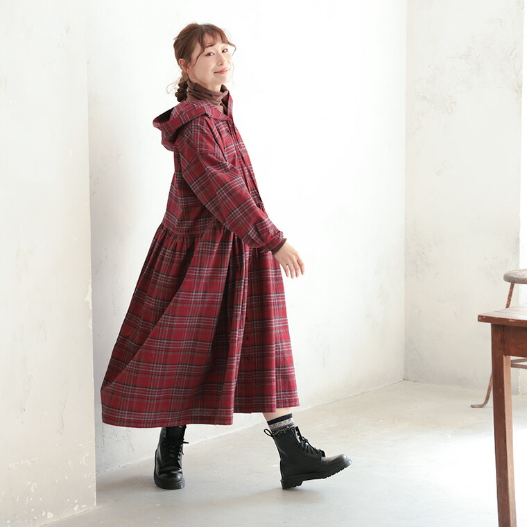 楽天市場】ブリードの森 赤ずきんなチェックワンピース M/L/LL/3L/4L