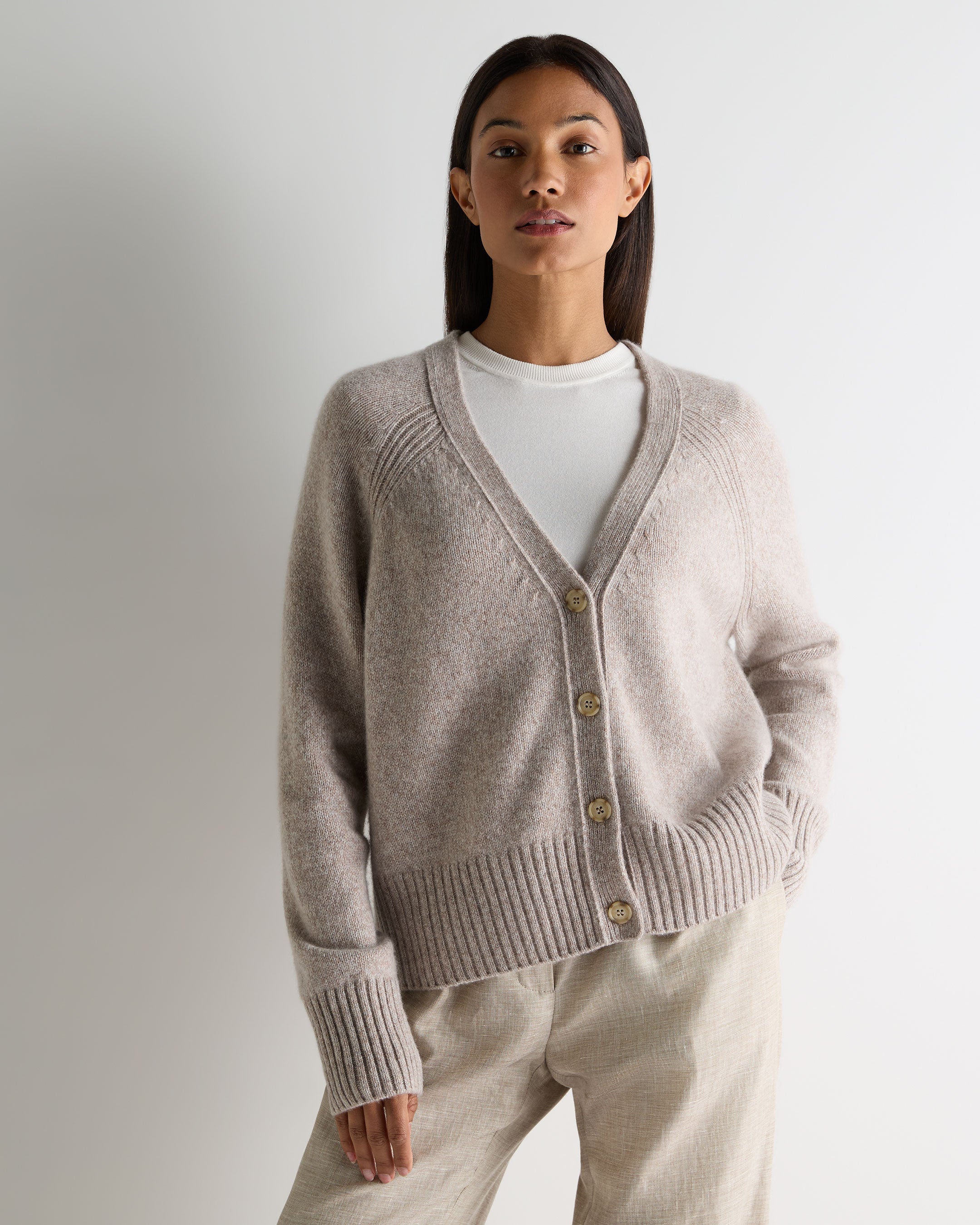 Women's Brown Cashmere Cardigans | Complimentary Delivery | N.Peal