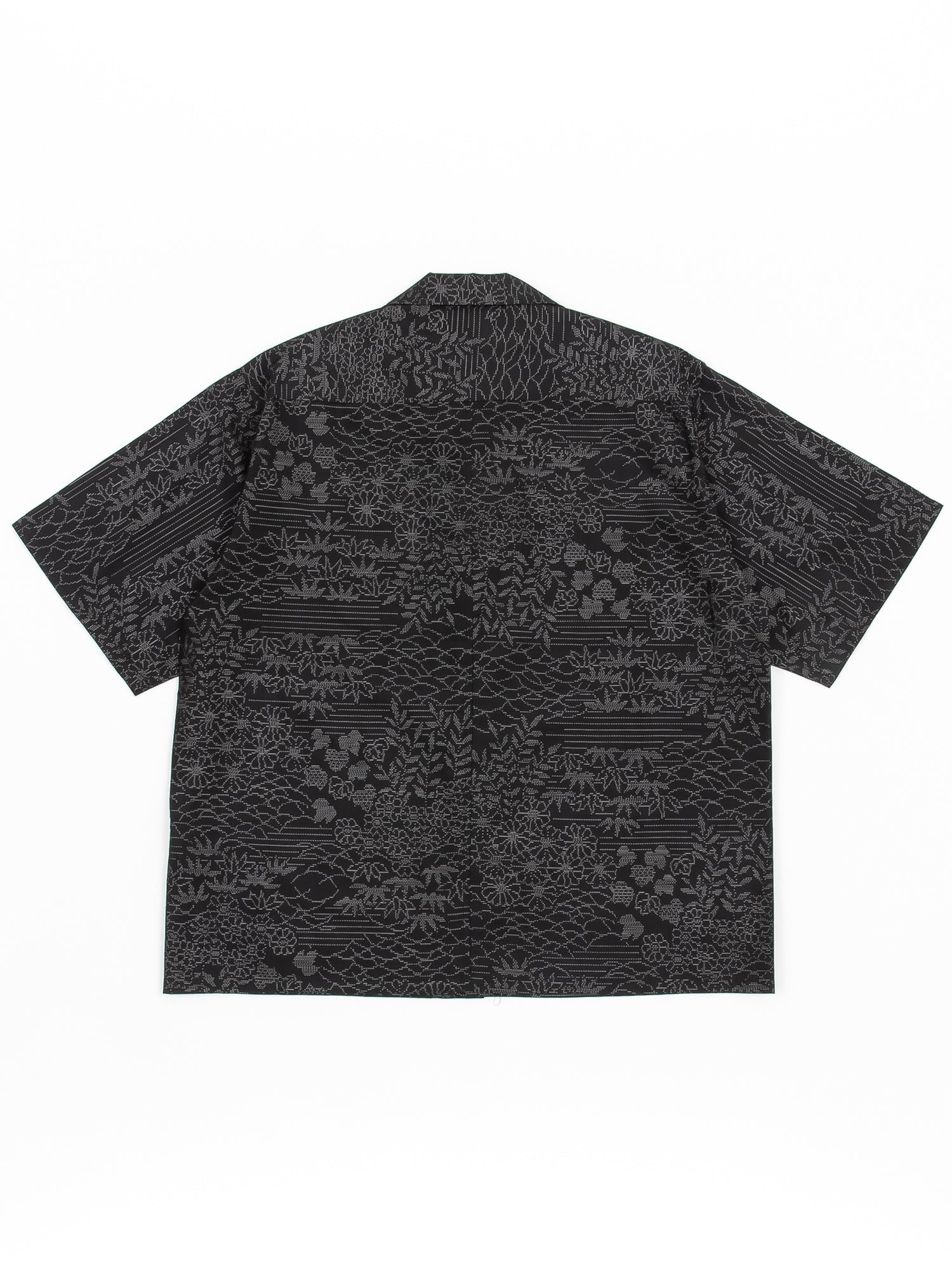 植物柄・大島紬｜半袖ハオリシャツ_L – UZ Fabric