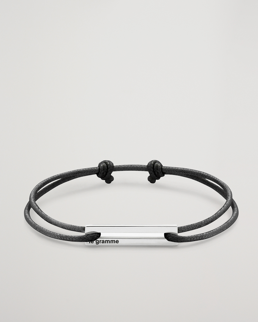 LE GRAMME Cord Bracelet Le 17/10 Black/Sterling Silver at