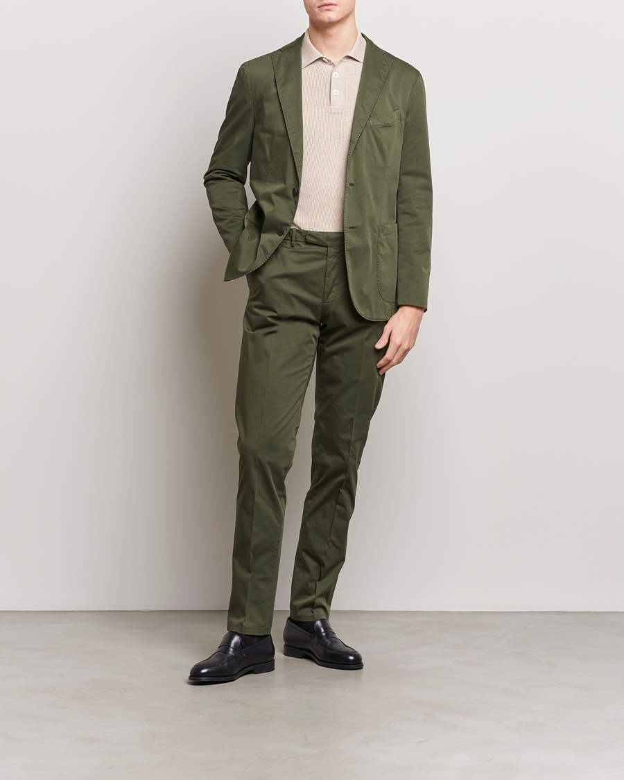 Boglioli K Jacket Cotton Satin Suit Forest Green at CareOfCarl.com