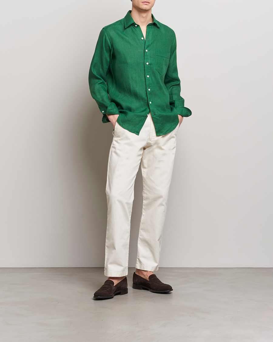 Drake's Linen Summer Shirt Green at CareOfCarl.com