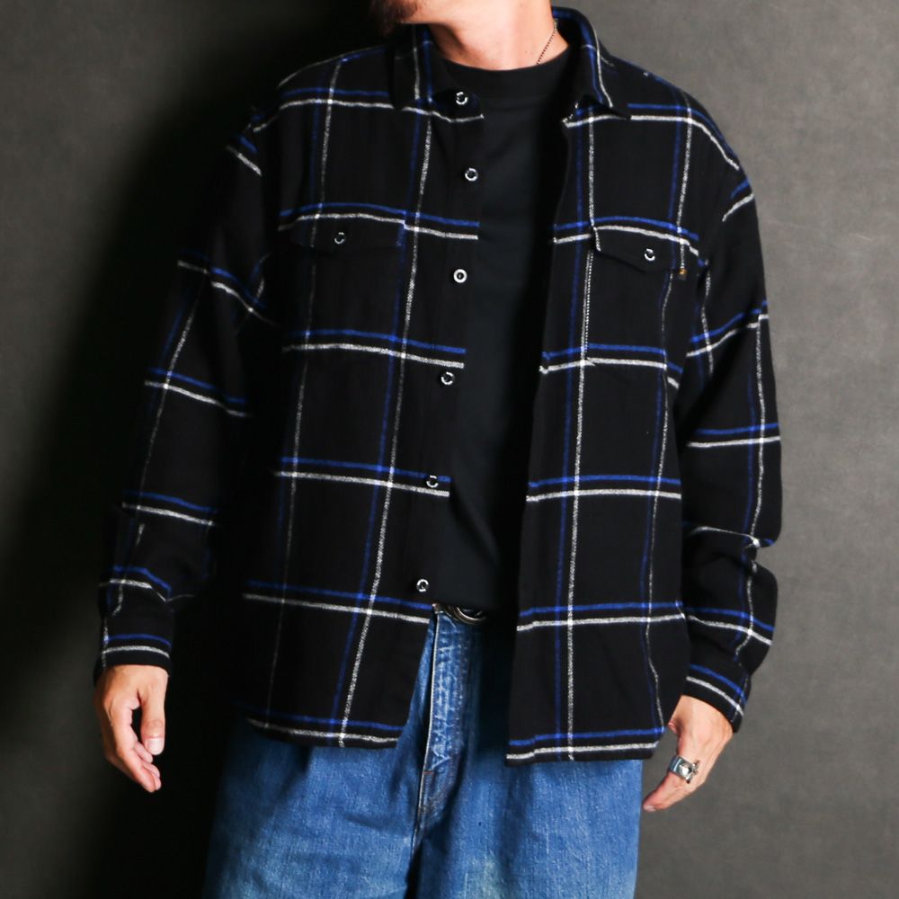 RATS - COTTON FLANNEL CHECK SHIRT - BLUE / チェックシャツ / 25'RS