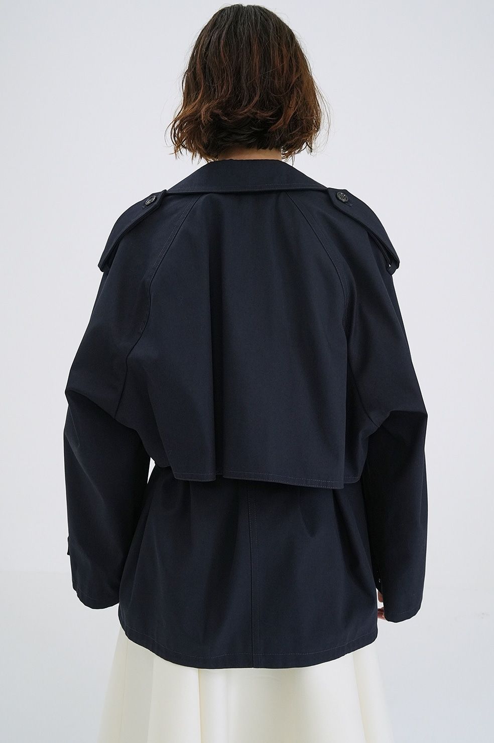 CLANE - オーバー ショート トレンチコート ネイビー - OVER SHORT