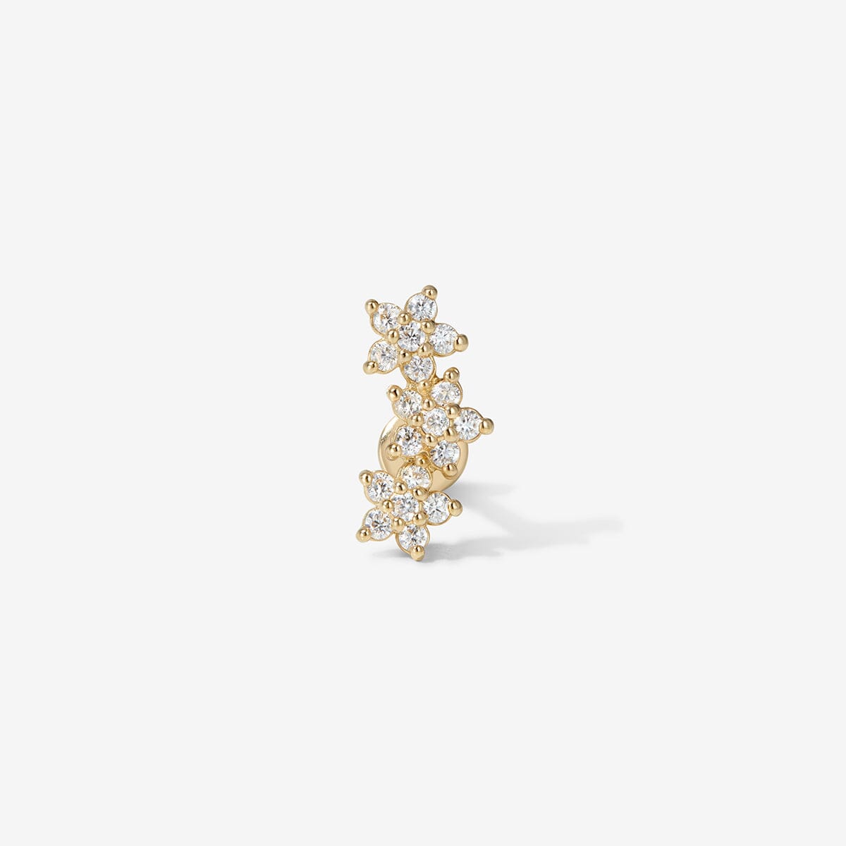 Gold Jarrett Triple Micro Flower Piercing | Fine Earrings | Adornmonde