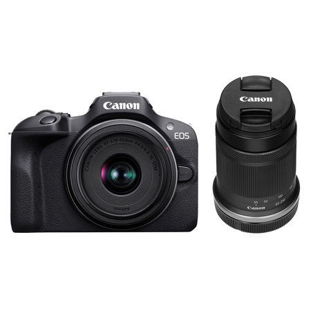 Canon EOS R100 Camera w/RF-S 18-45mm and 55-210mm Lens, Bundle w