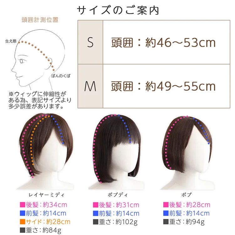 医療用ウィッグ 部分手植え人毛MIX大人ミディ｜ウィッグのことなら