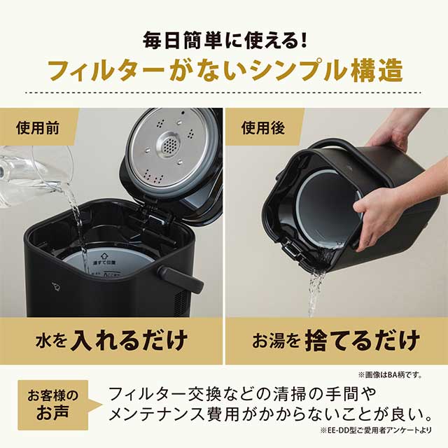 象印マホービン STAN. (スタン) スチーム式加湿器 4.0L ブラック EE