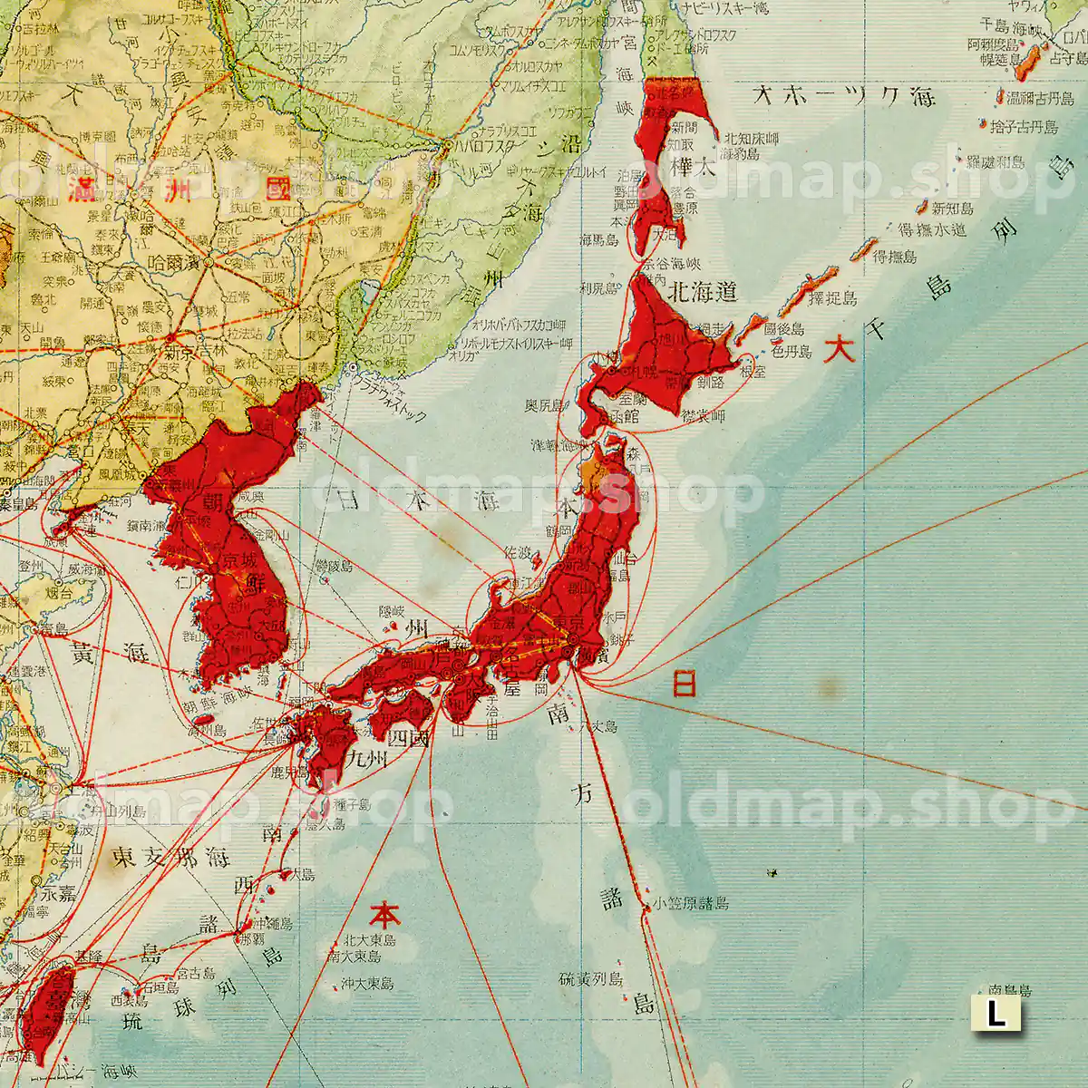 大東亜共栄圏全図 昭和18年(1943) – 標準大東亜分図 古地図素材データ