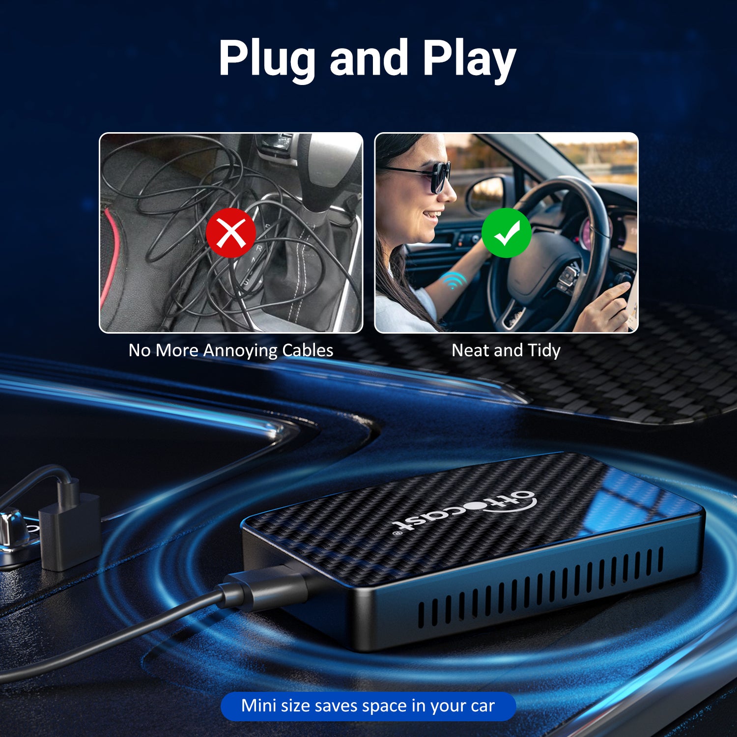 Ottocast Play2Video Wireless CarPlay Adapter With YouTube