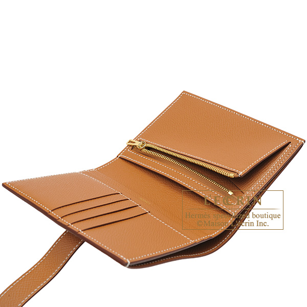 エルメス ベアンコンパクト ゴールド ヴォーエプソン ゴールド金具