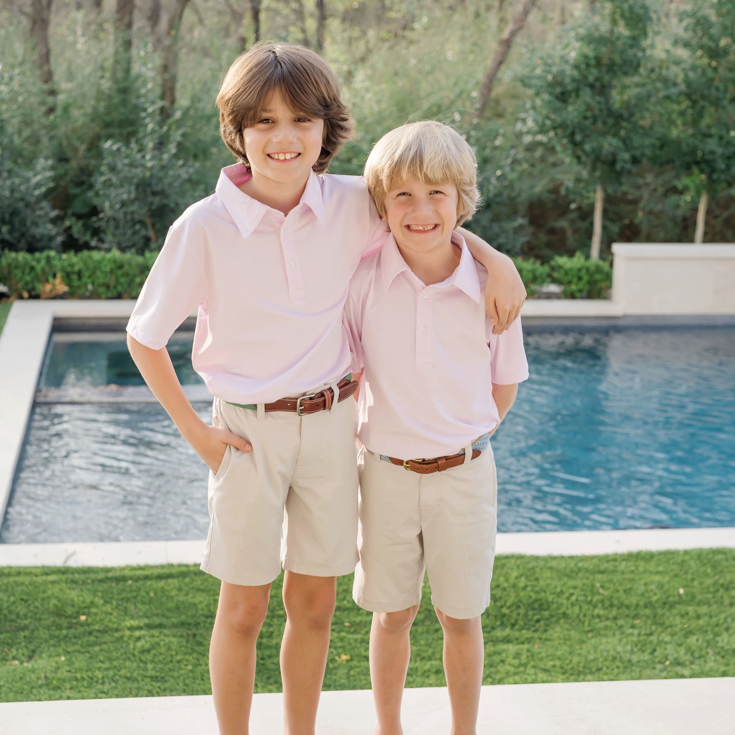 Will Boys' Performance Polo by LH Sport - Pink Stripes | Lila & Hayes
