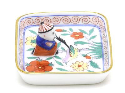 50%Off】 ヘレンド(Herend) 長方形ミニトレイ(幅:8.5cm)マンダリン飾り