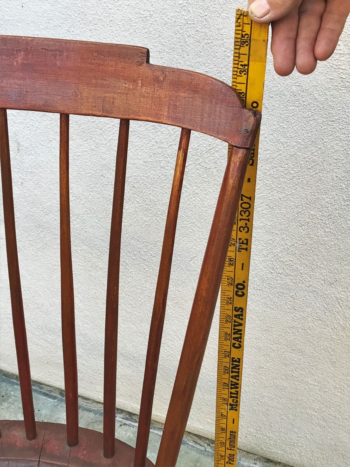 Red Original Paint Step-Back Windsor Chair Signed S. Kilburn (1787