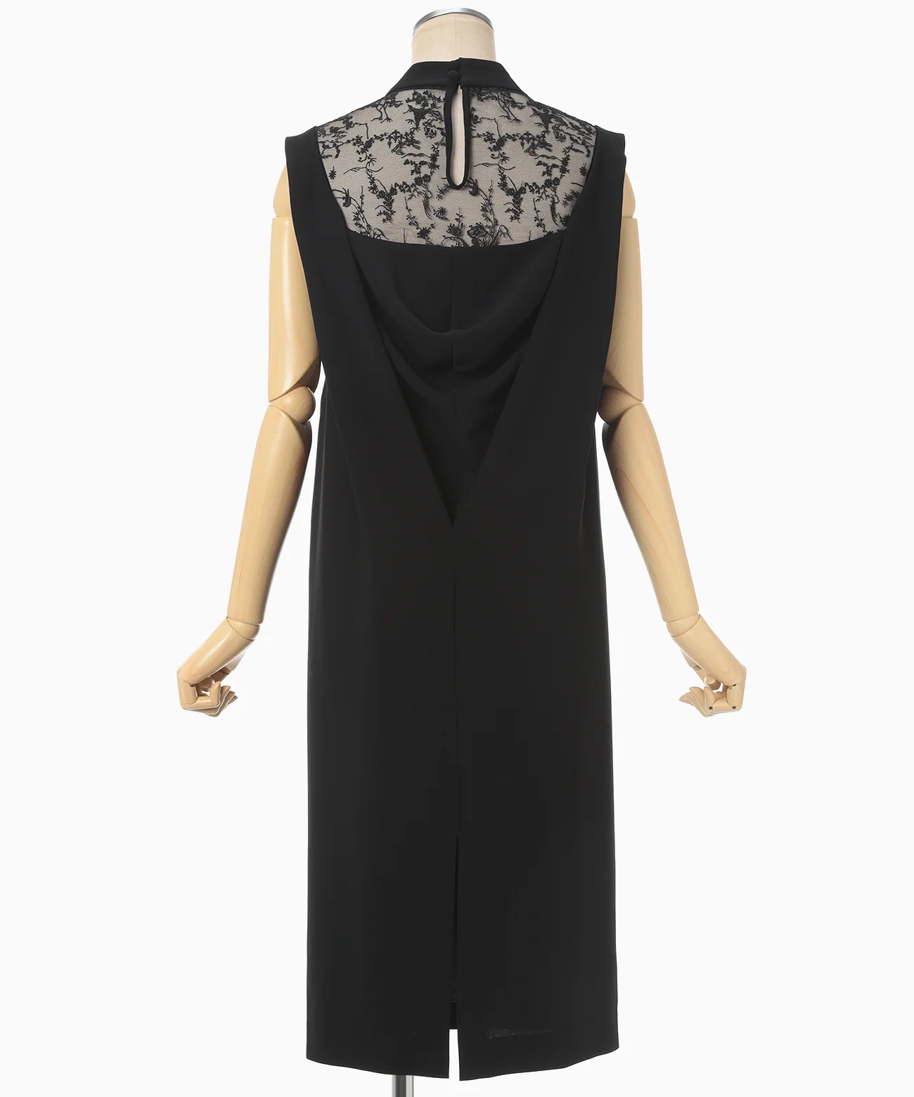 2サイズ】Acetate Polyester Floral Lace-Collar Sleeveless Dress