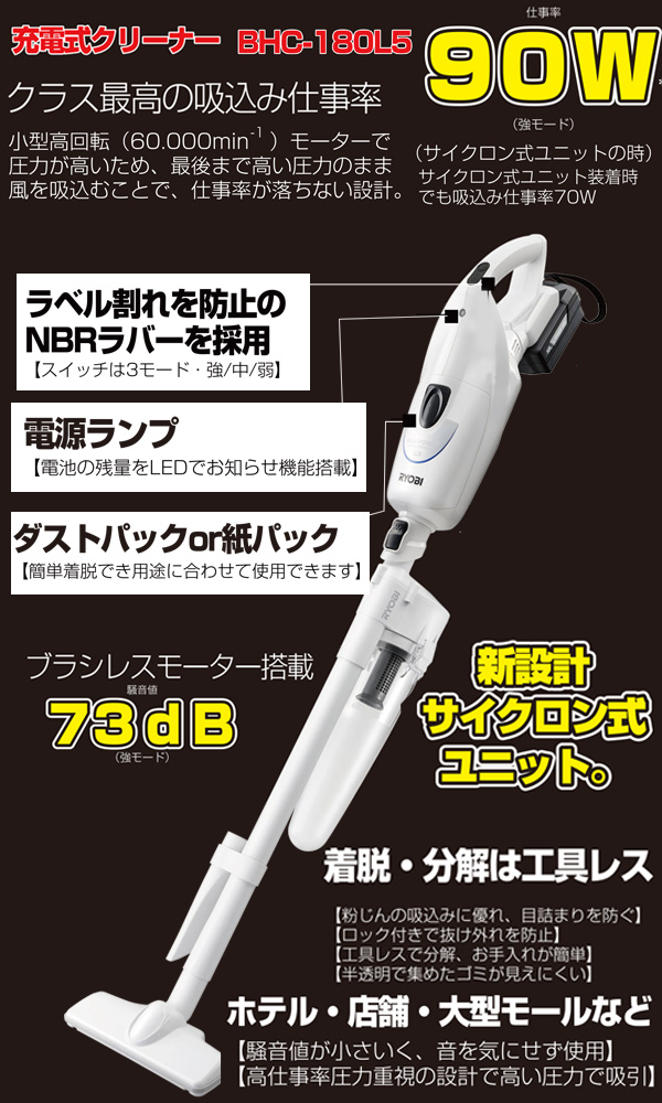 廃番・再入荷なし】京セラ ハンディークリーナー BHC-180L5 充電器