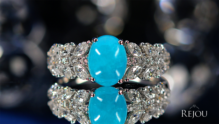ブラジル産パライバトルマリン(カボション) 1.58ct ダイヤモンド 0.75