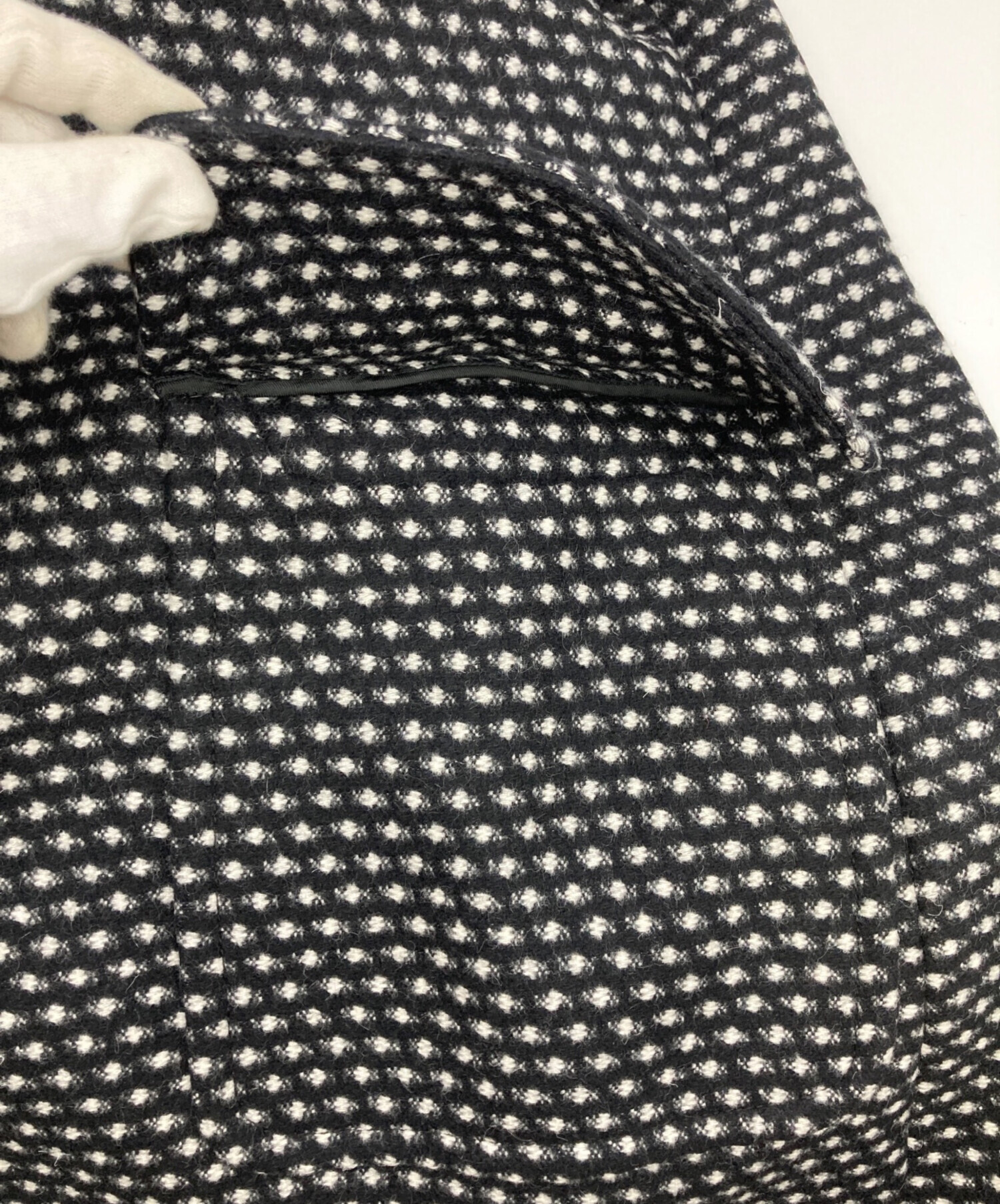 中古・古着通販】PRADA (プラダ) ツイードコート ブラック×ホワイト