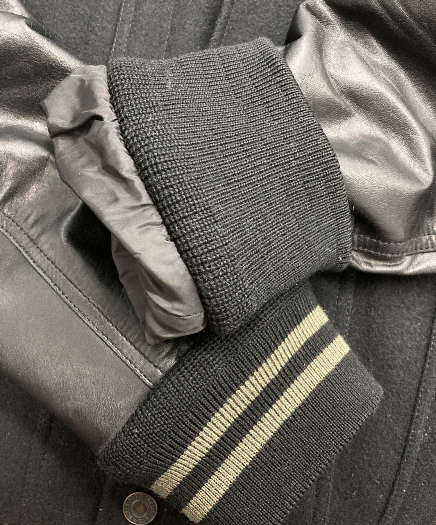 中古・古着通販】LEVI'S (リーバイス) レザー切替スタジャン ブラック