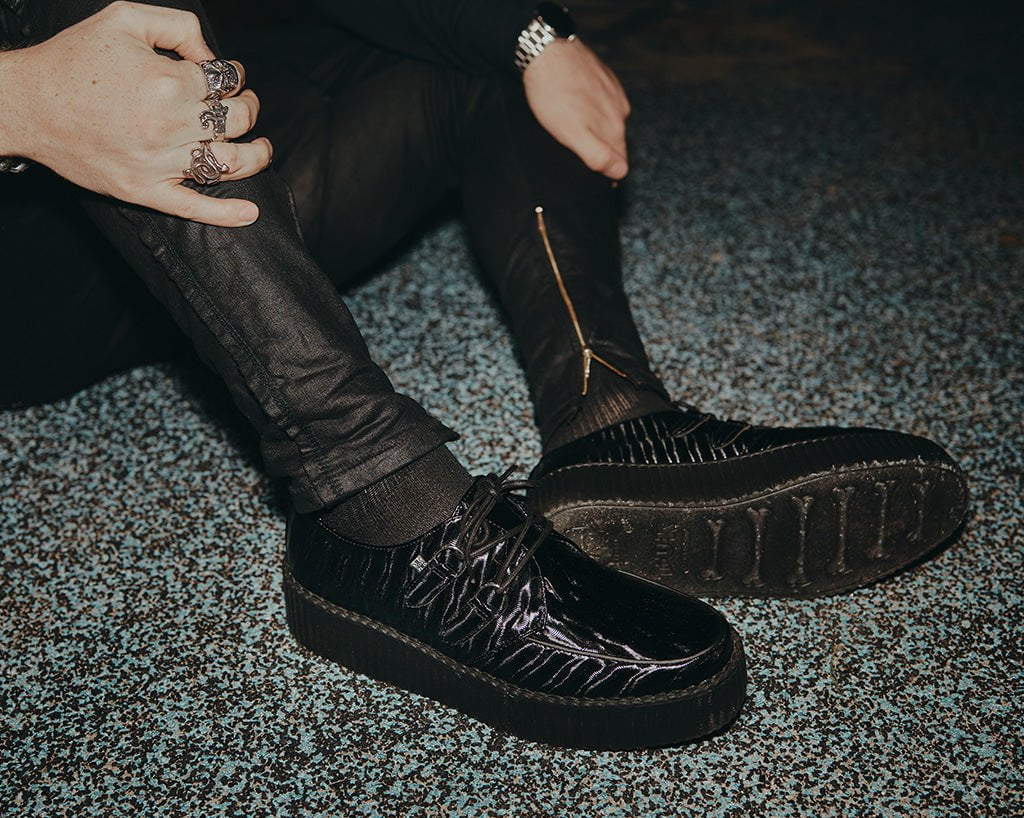 Black Wavy Patent Viva Mondo Creepers