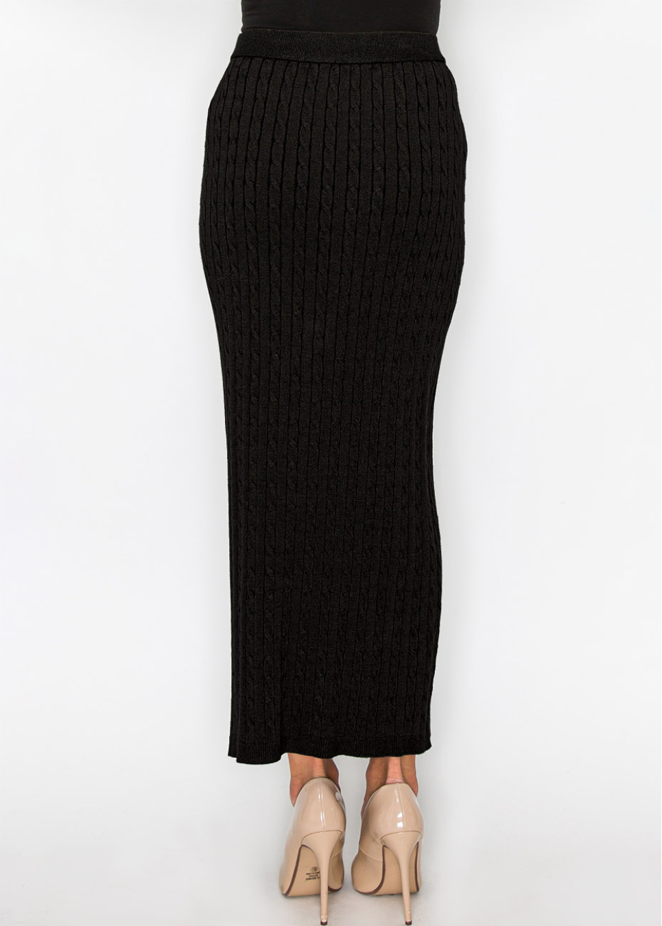 Elegant Black Cable Knit Skirt | Modest Women Clothing - YAL New York