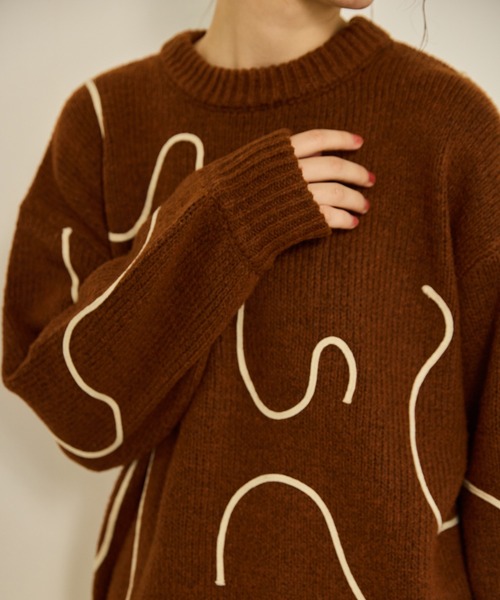 OLUN ニット セーター nuance tape line knit/ニュアンステープライン