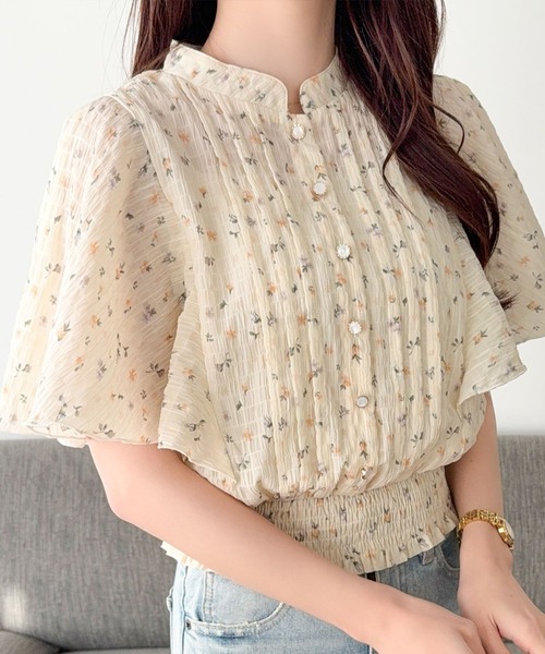 mily bilet ブラウス シャツ 「mily bilet」花柄とシルエットで魅せる