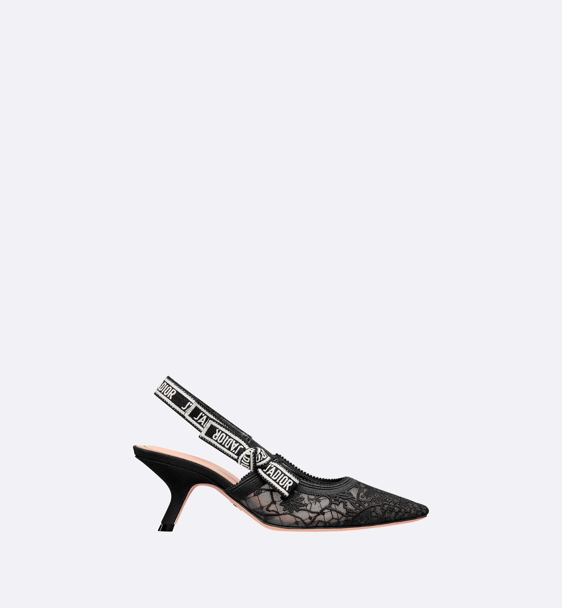 J'Adior Slingback Pump Transparent Mesh Embroidered with Black