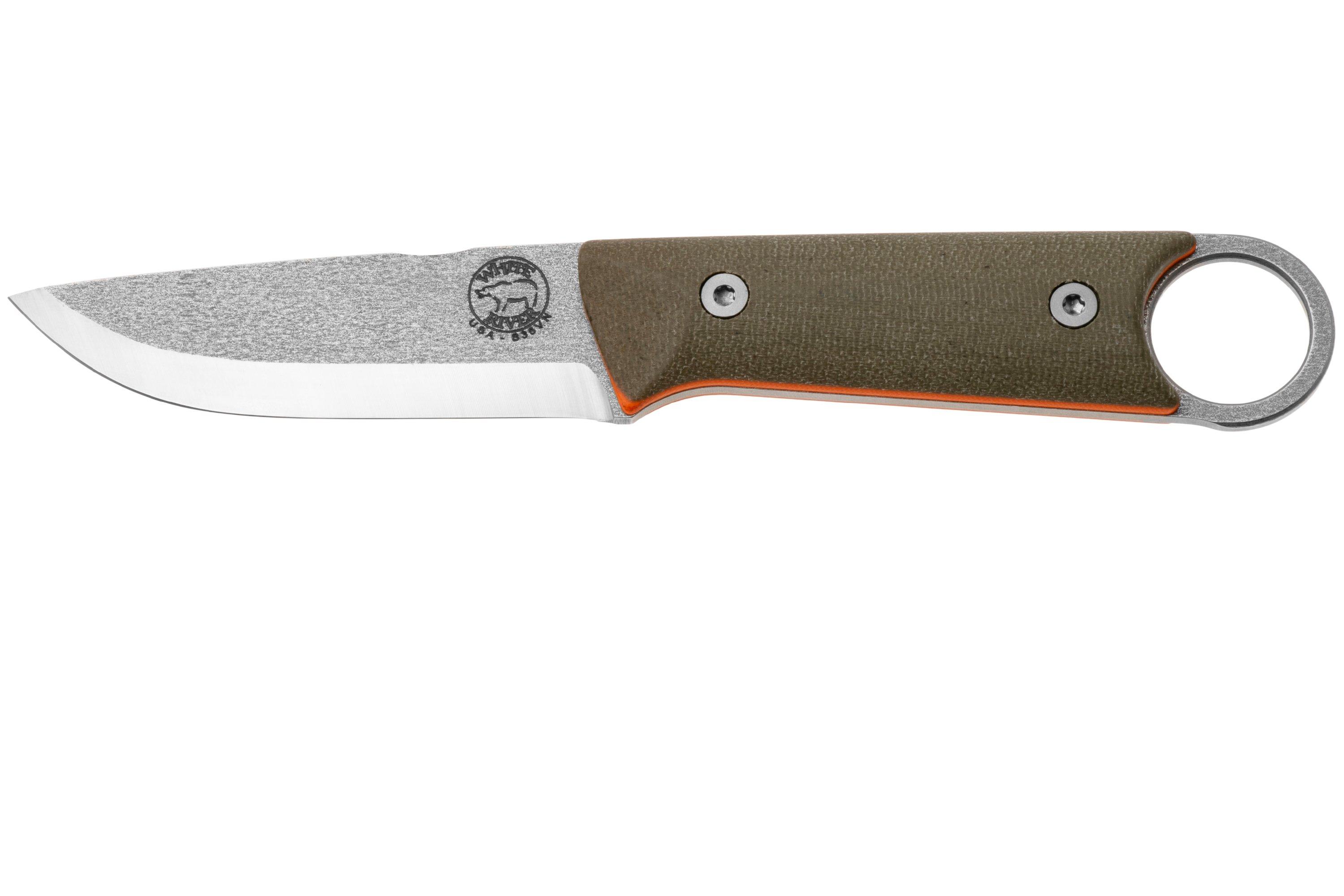 White River Firecraft Puukko FC-PKO Green Orange Micarta