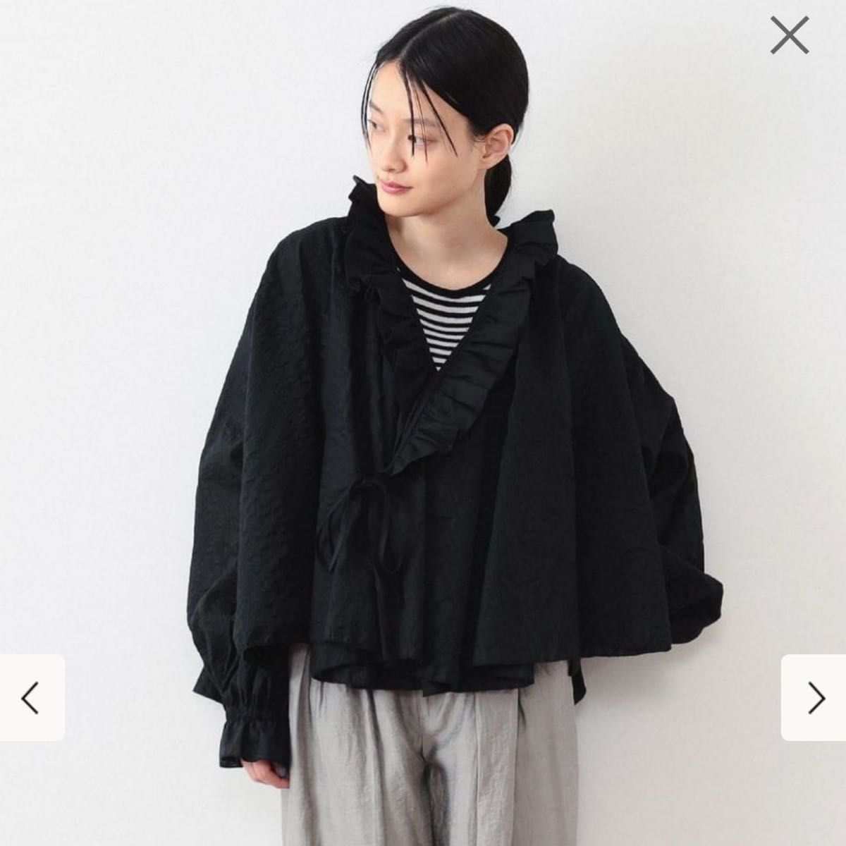 最終セール 新品 BEAMS JAPAN 別注 TORI-TO アシメフリルブラウス 日本