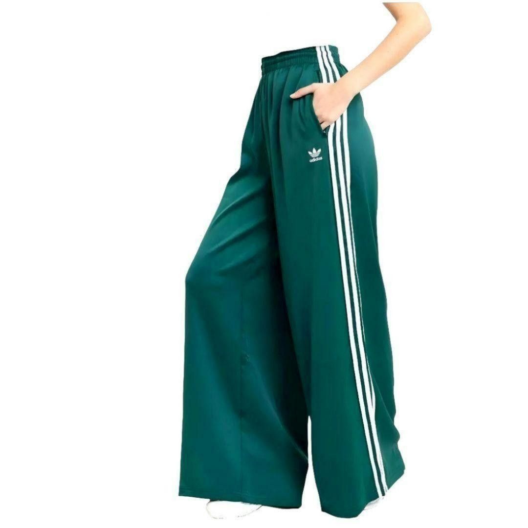 新品 adidas 緑 XL サテンワイドレッグトラックパンツ ジャージ 常田大