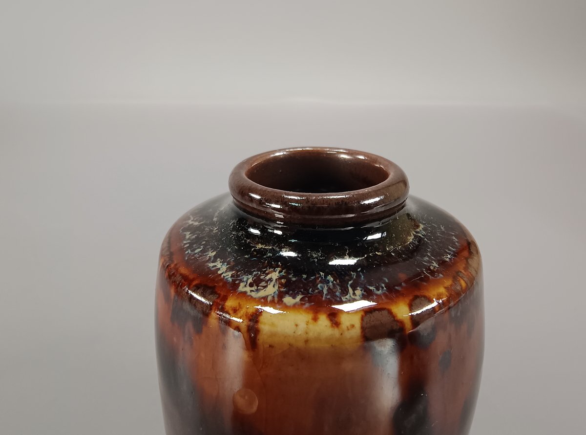 s755 桶谷定一作 肩衝茶入 茶道具 共箱 肩衝茶入 桶谷定一(作) 共箱