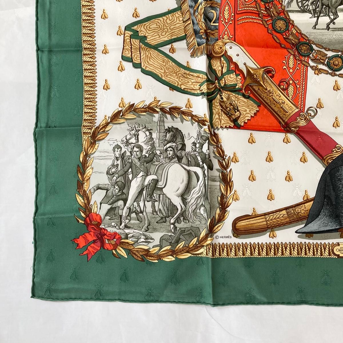未使用品】HERMES エルメス Napoleon ナポレオン 絹 シルク スカーフ