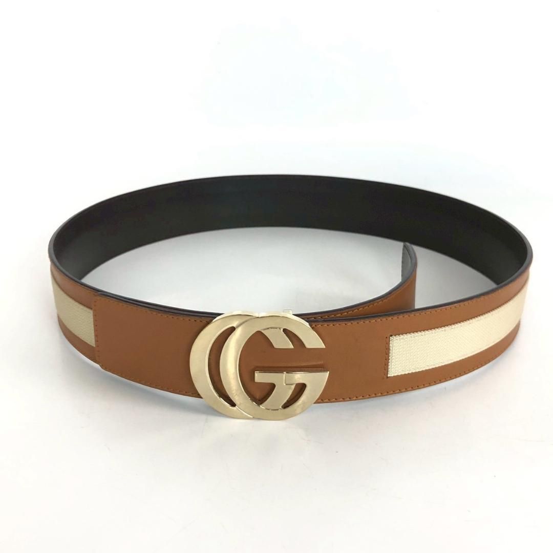 GUCCI グッチ ダブルG ベルト 212956 ブラウン ベージュ レザー