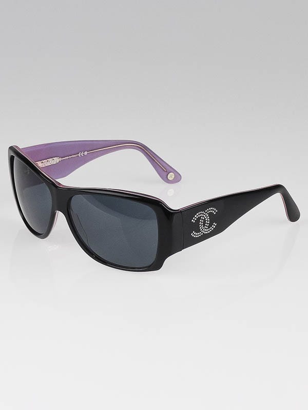 Chanel Black Frame Crystal CC Logo Sunglasses-5096 | Yoogi's Closet