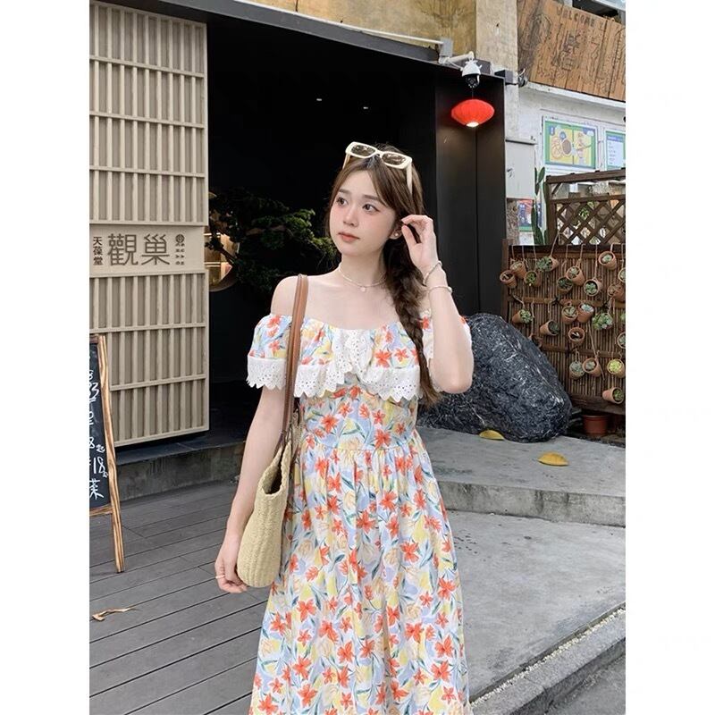 オフショルダー花柄ロング丈ワンピース G105CON0028 | liberal style